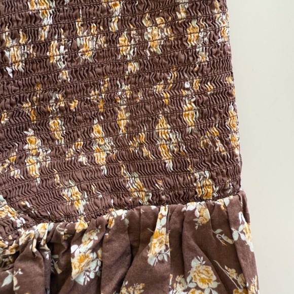 Dizzy Lizzy-Floral Smocked-Long Sleeve Blouse-Brown-Yellow-Cottagecore-Fall-M - Picture 4 of 13